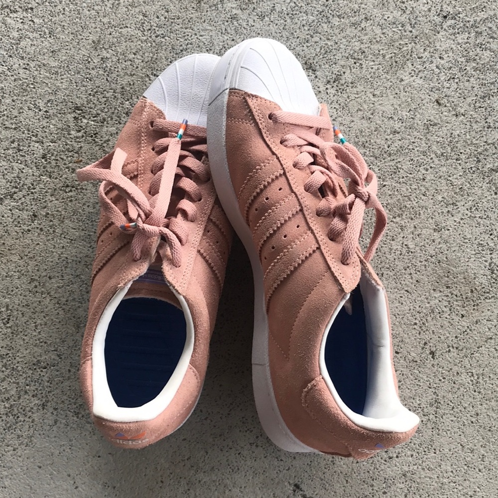 Pink Suede Adidas Superstars